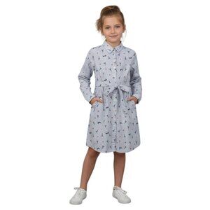 Crown & Ivy Kids White & Light Blue Stripes Long Sleeve Shirt Dress Girls Size 8